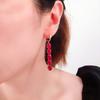 Purple Gold Fringed Red Stone Egg Surface Rose Gold Plated Earrings Fashionable And Exquisite Temperament Earrings