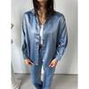 Fashion Style New Fashion Casual Shiny Silk Shirt High Waist Pants Suit Shirt and Pants Set