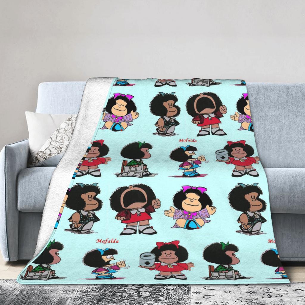 M-Mafaldas Blanket Kawaii Cute Amine Flannel Funny Soft Throw Blanket for Bedding Lounge Winter,