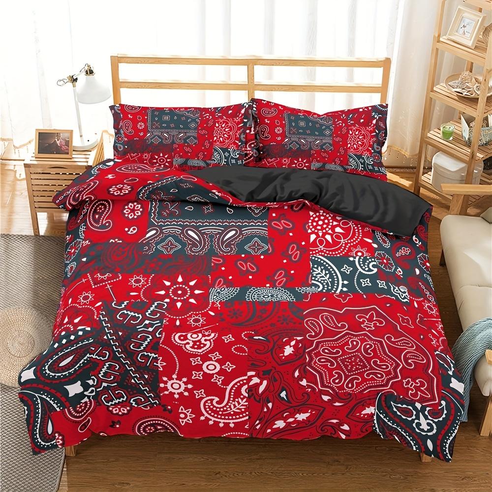 Comforter 2/3Pcs Paisley Bandanna Printed Comfortable Paisley Flowers Bedding Set For Bedroom Machine Washable