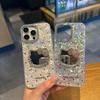 Luxury Shell Pattern Cat Mirror iPhone 17 Pro Max Case with Rhinestone Frame