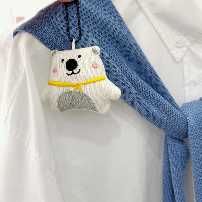 1 Pcs Cartoon Plush Foll Bear Puppy Doll Fabric Pendant Student School Bag Pendant Keychain Decoration