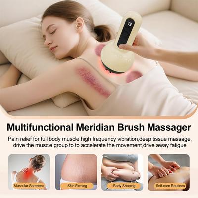 Electric Muscle Massager Handheld Electric Meridian Scraping Brush for Body Back Leg Shoulder Arm Heated Anti Cellulite Massager