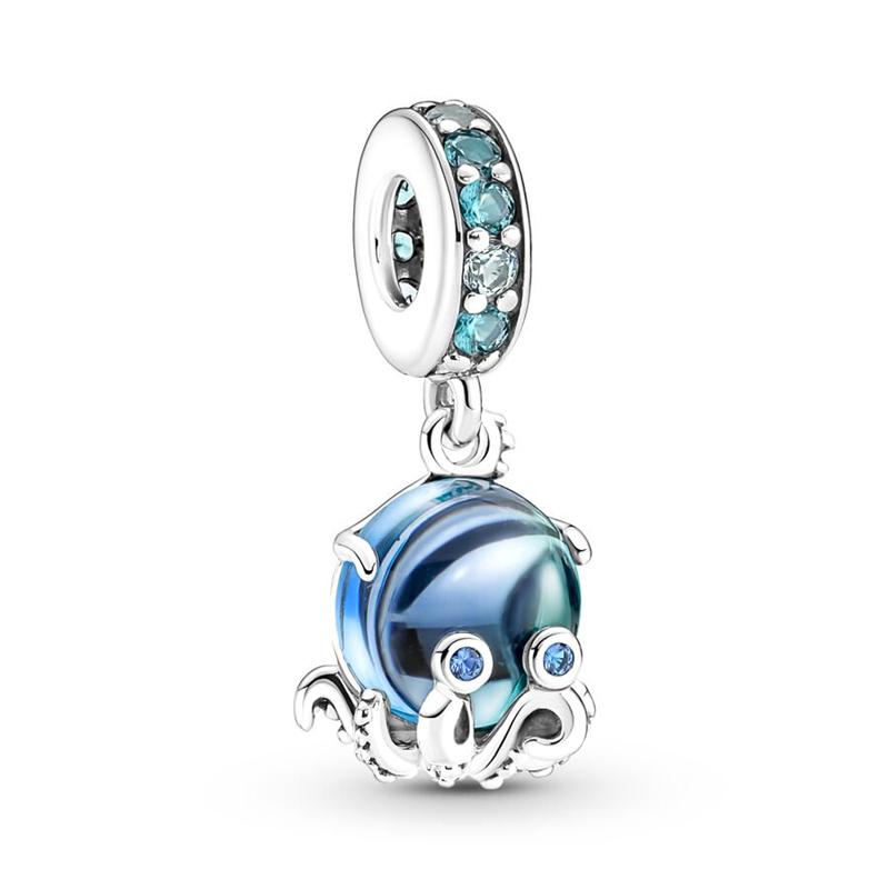 Blue Murano Glass Dolphins Seahorse Starfish & Sea Shell Jellyfish Charm Bead Component Bead Components Compatible With Authentic Original Bracelets