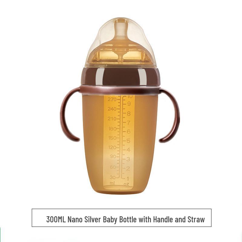 Wide-Mouth Silicone Baby Bottle with Handle, Anti-Colic, Breastfeeding Mimic, Gravity Ball for Weaning.