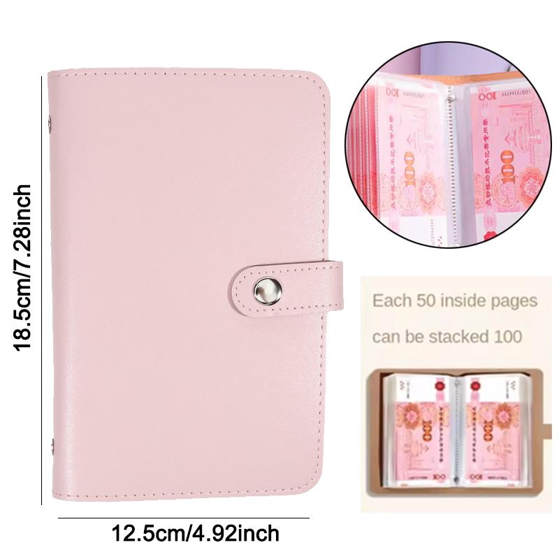 1Pc Banknote Storage Book Made of PU Material, Can Hold 100 Banknotes, with Banknote Photos, Stamps, Bank Card Storage Book NEW