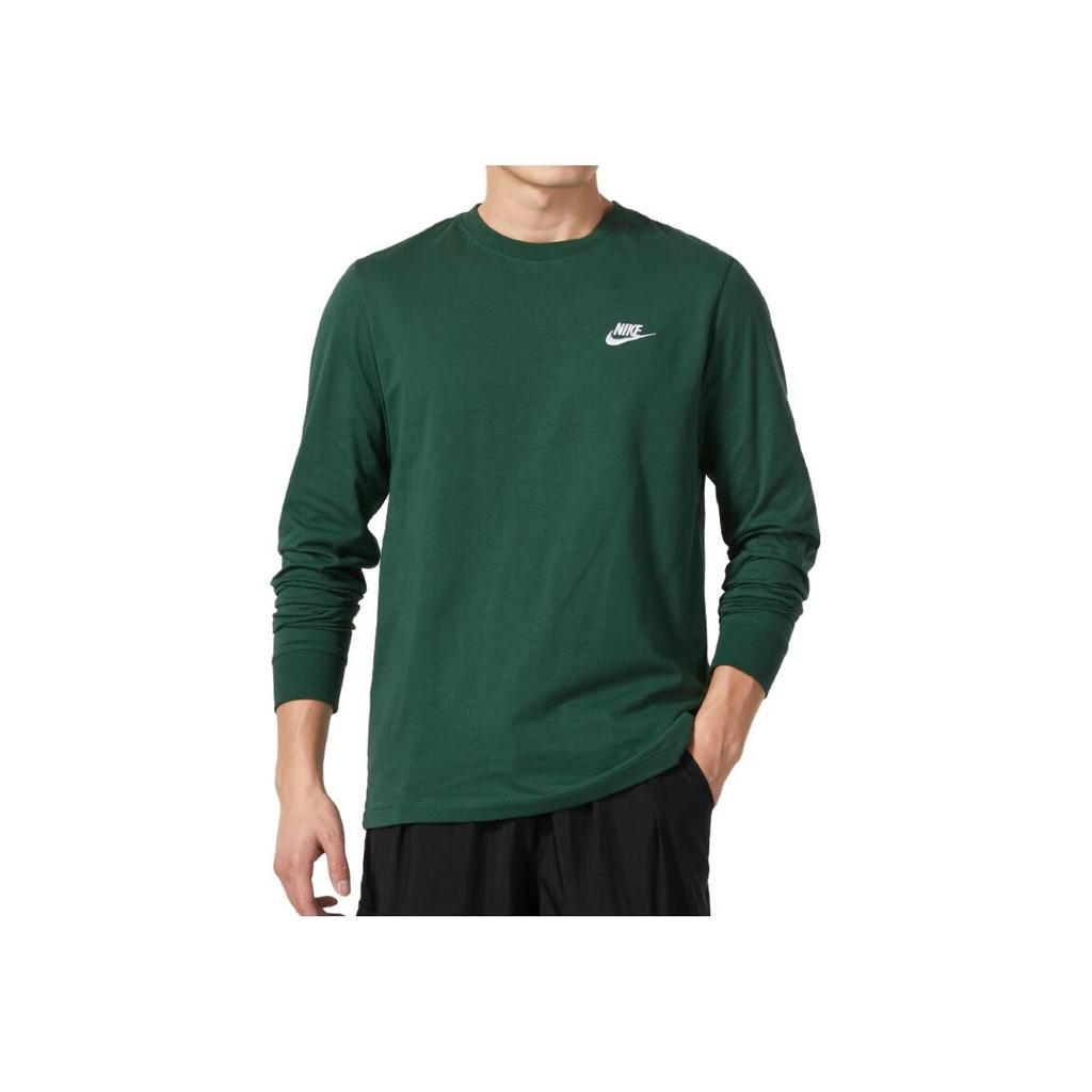 Nike Solid Color Crew Neck Pullover Long Sleeve T-Shirt Men tops Green AR5194-323