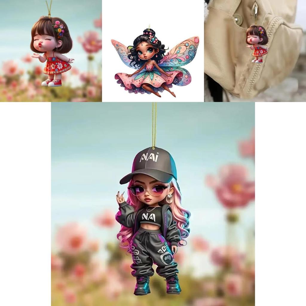 Wiszące lusterko samochodowe Akrylowe Dekoracyjne Seria Dziewczyn Kreskówkowy Styl Do Dekoracji Wnętrza Pojazdu