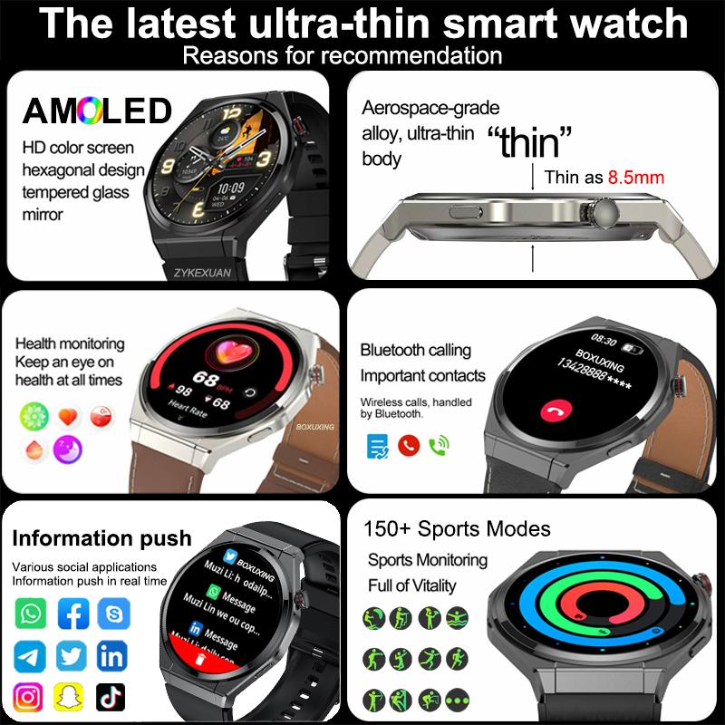 New Ultra Thin Smart Watch Men HD  150+Sports NFC GPS Track IP68 Waterproof Health Monitor Bluetooth Call Smartwatch Woman