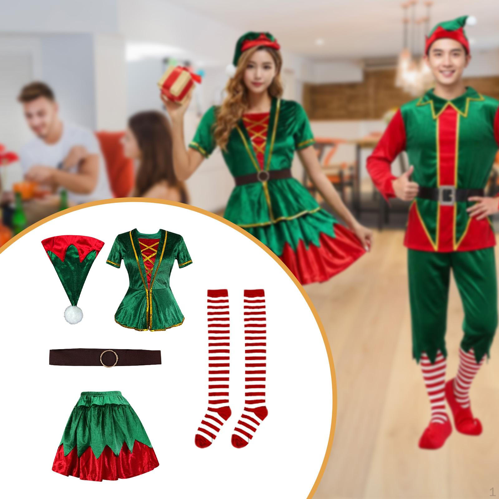 

Adults Christmas Elf Outfit Cartoon Santa Helper Costume for Masquerade Birthday XL female
