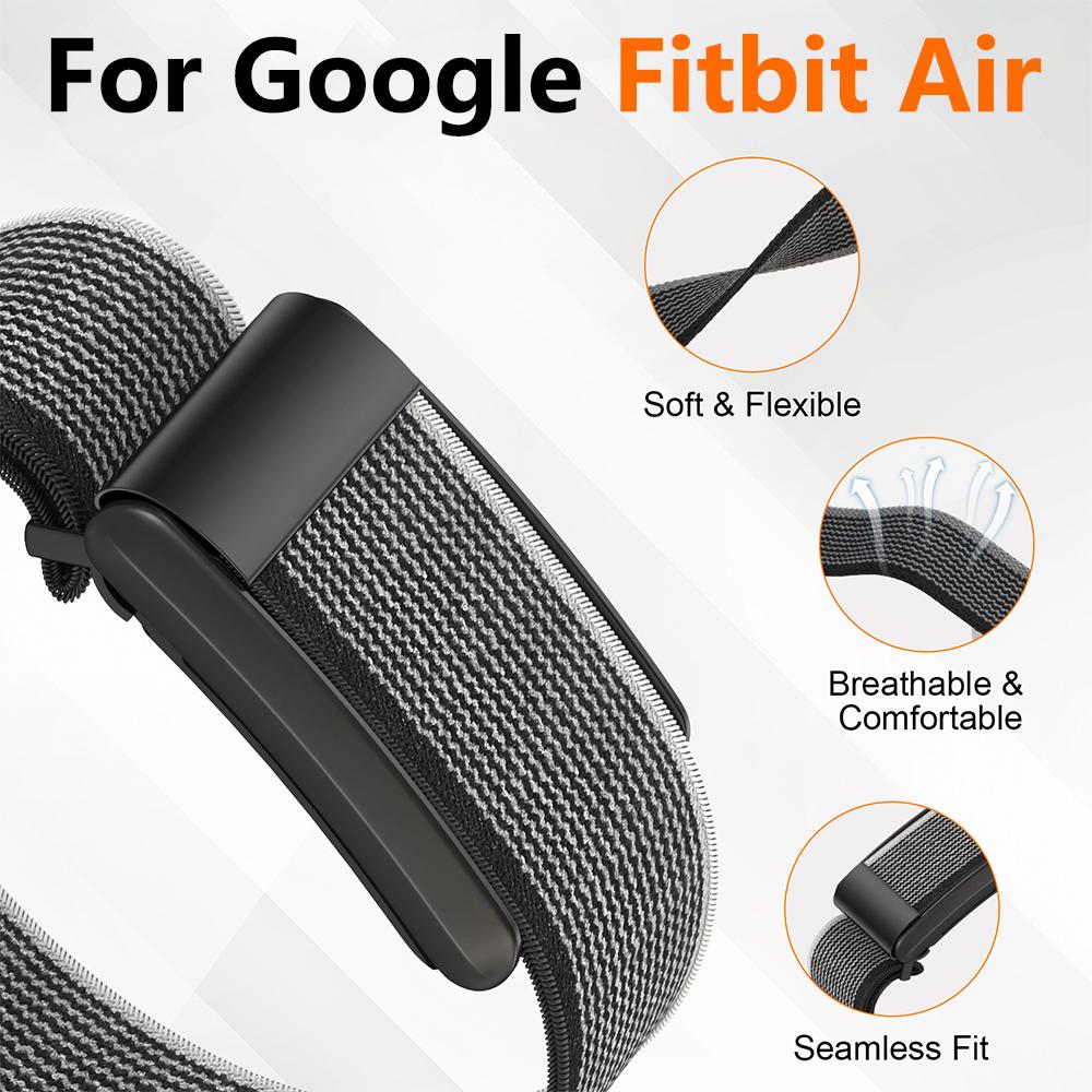 Custodia Cornice Protettiva in Metallo con Cinturino ad Anello in Nylon per Google Fitbit Air Change To Whoop 5.0 Cinturino di Ricambio da Polso per Donna Uomo