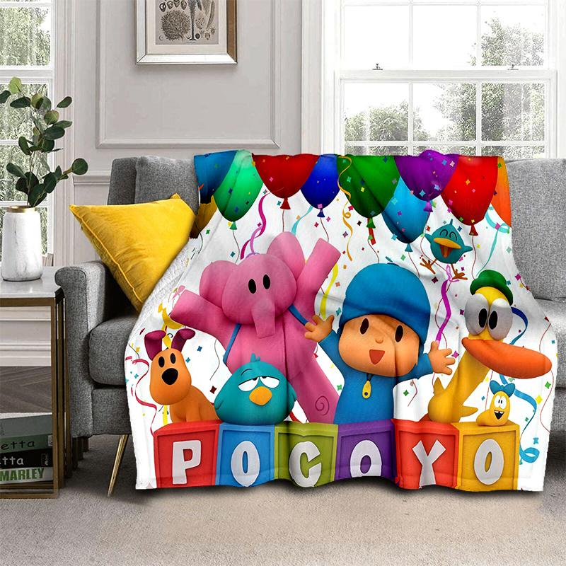 Coperta Cartone Animato 3D Divertente P-Pocoyo Elly Pato, Morbida Coperta da Lancio per Casa Camera da Letto Letto Divano Picnic Viaggio Ufficio Copertura Regalo per Bambini