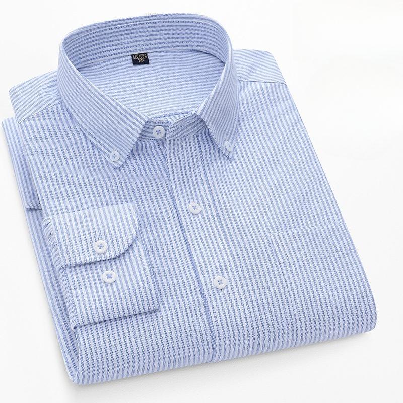 Camicia Oxford 100% Cotone da Uomo Manica Lunga Casual Business Vestibilità Regolare Camicie Eleganti Camicetta Sociale Abbigliamento Maschile S-5XL
