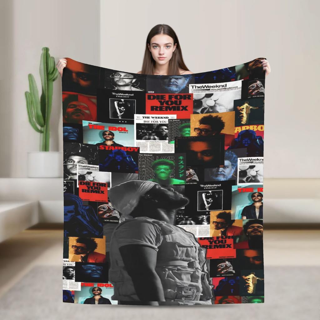 The Weeknds Rapper Singer Flannel Blanket New Album Hurry Up Tomorrow Warm Soft Throw Blanket for Bedspread Sofa Bed Cover
