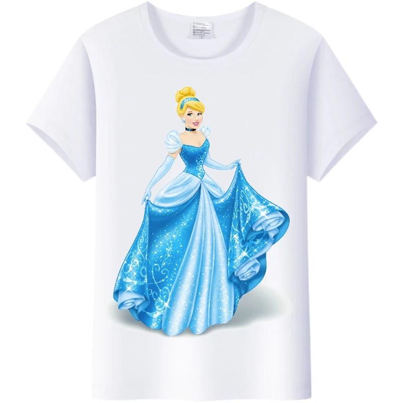 T-shirt Kawaii Disney Cartoon Ragazza Camicia Principessa Donna Estate 2024 Abbigliamento Y2K Top Manica Corta Magliette Carine Bluse Bianche Larghe