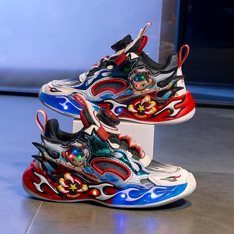 Nezha Children s Sports Shoes Boys  Glowing Dad Breathable Running Mesh With Surface 26