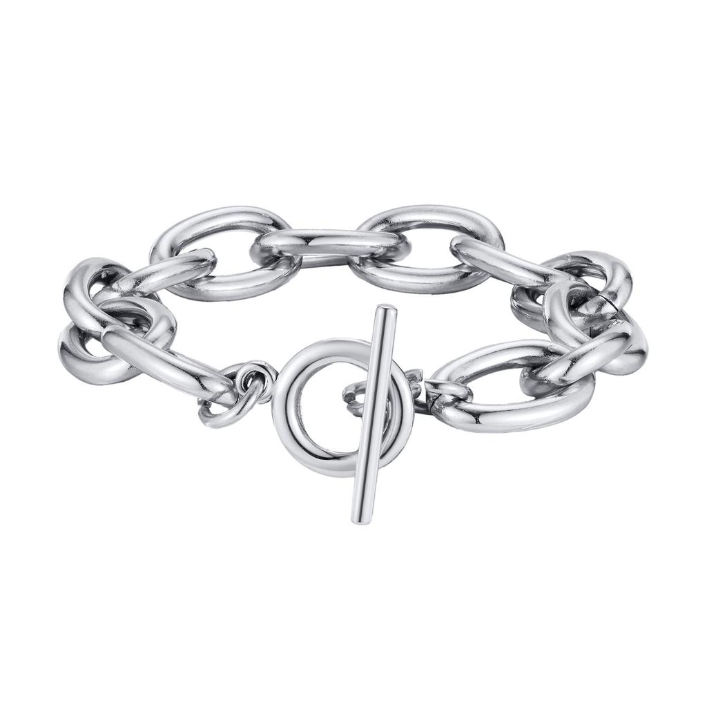 Chunky Bold Toggle Bracelets for Women, Stainless Steel OT Buckle Link Chain Bracelet Gold Plated Tarnish Free