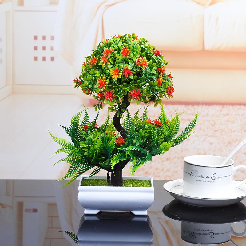 NEW Artificial Plants Bonsai Small Tree Pot Plants Fake Flowers Potted Ornaments for Home Decoration Hotel Garden Decor Colorful