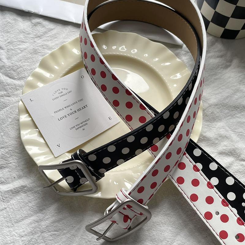 Abfall Wind Nische Retro Y2K Polka Dot Gürtel Futter Multifunktional Einfache Metallschnalle Gürtel Zubehör Denim Rock Zubehör
