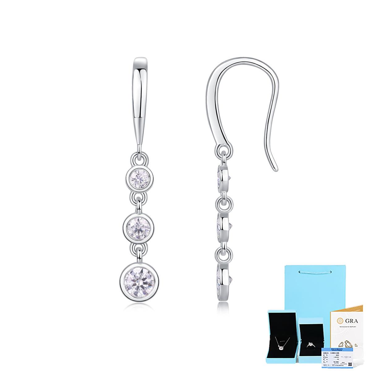 

Серьги из серебра 925 пробы с муассанитом, длинные серьги-гвоздики, украшения для ушей