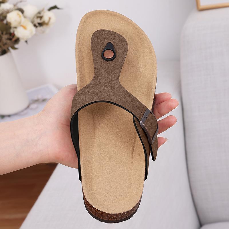 Fashion Kidmi Womens Flip Flop With Adjustable Straps Metal Buckle New Summer Retro Sandals PVC Fashion Slippers Outdoor Beach Slippers
