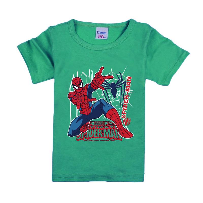 Summer New Childrens Tshirt Personalized Spider Man Printed Letter Half Sleeve Base Cotton Round Neck Parent Child Wear