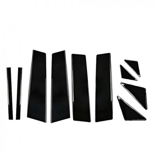 10Pcs Window Posts Pillar Molding Cover Trims Fit Mazda 3 Axela 2014-2018 Black