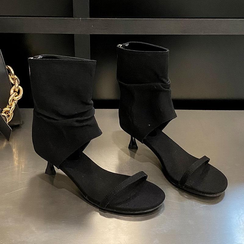 Fashion Female Low Heel Footwear Gladiator Sandals Shoes For Women Zippers Fashion Open Toe Ladies Sandals Ankle Booties Shoes Pumps