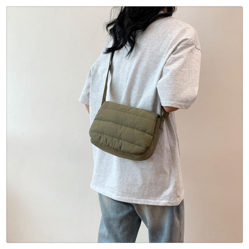 Embroidery Thread New Solid Color Small Fresh Shoulder Bag Gentle Lazy Wind Simple Age Reduction Messenger Small Square Bag