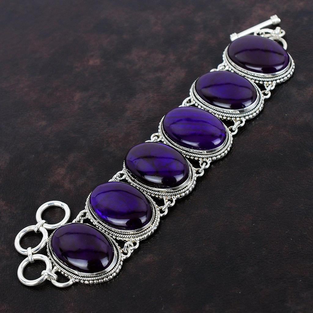 Pulseira de labradorita de fogo roxo 925 pulseira de corrente ajustável de prata esterlina joias artesanais pulseira de pedras preciosas vintage presentes para mãe