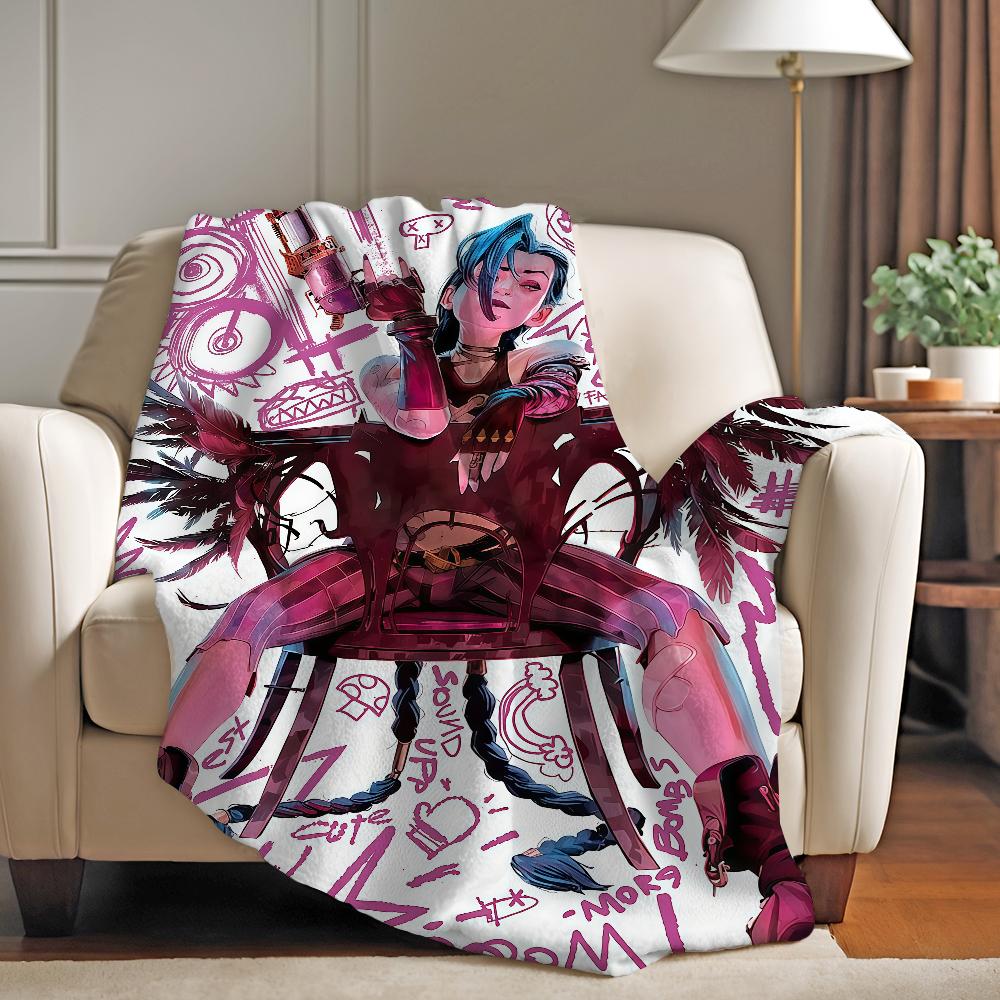 Game L-league Of L-legends Jinx Blanket Warm And Soft Suitable For Bedroom Living Room Sofa Bed Office Travel Camping