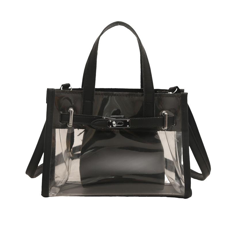 Transparent PVC Jelly Bag Spring 2025 New Mori Soft Girl Fashionable Versatile Portable Messenger Letter Tote Bag