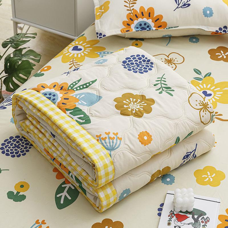 New Washed Cotton Summer Thin Quilt Skin-friendly Grinding Summer Cool Quilt Printing Soft Bedspread Blanket Print Bedspread Bed Cover Home Textiles