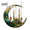 Sun Catcher Ornament 2D Acrylic Star Moon Lantern Suncatcher, Crescent Window Hanging Cute Pattern Suncatcher for Home, Patio, Garden, Ramadan Decor,