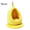 Detachable Bird Bed Hanging Parrot Nest Bed, Winter Striped Plush Water Drop Shape Warm Hideaway Cozy Cave with Removable Cushion, Cage Hammock