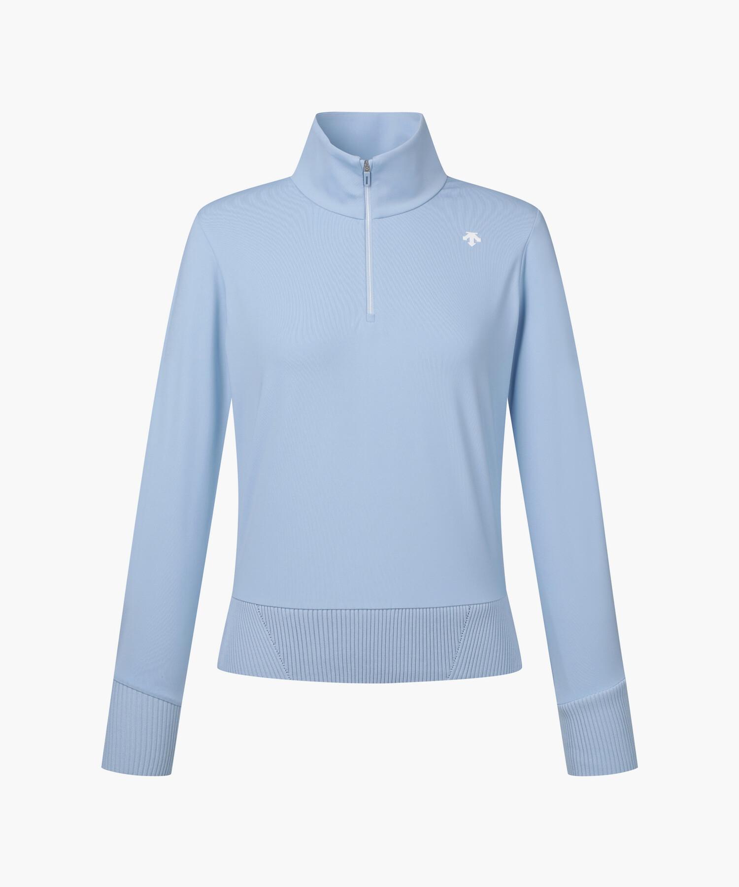 Descente Golf Women S High-Neck Half-Zip Layered T-Shirt (Dp12Wftl24) Blkg/080