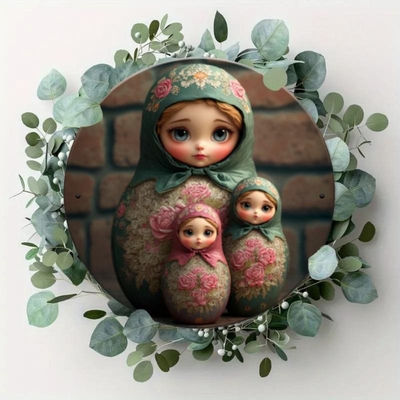 Hexenbesen Halloween Schild, Runde Aluminium Wandplakette 20x20cm