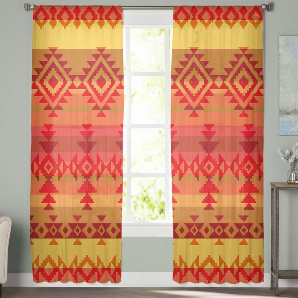 Square Triangle Geometrical Figure Sheer Curtains for Living Room Modern Voile Curtain Bedroom Tulle Curtains Window Drapes