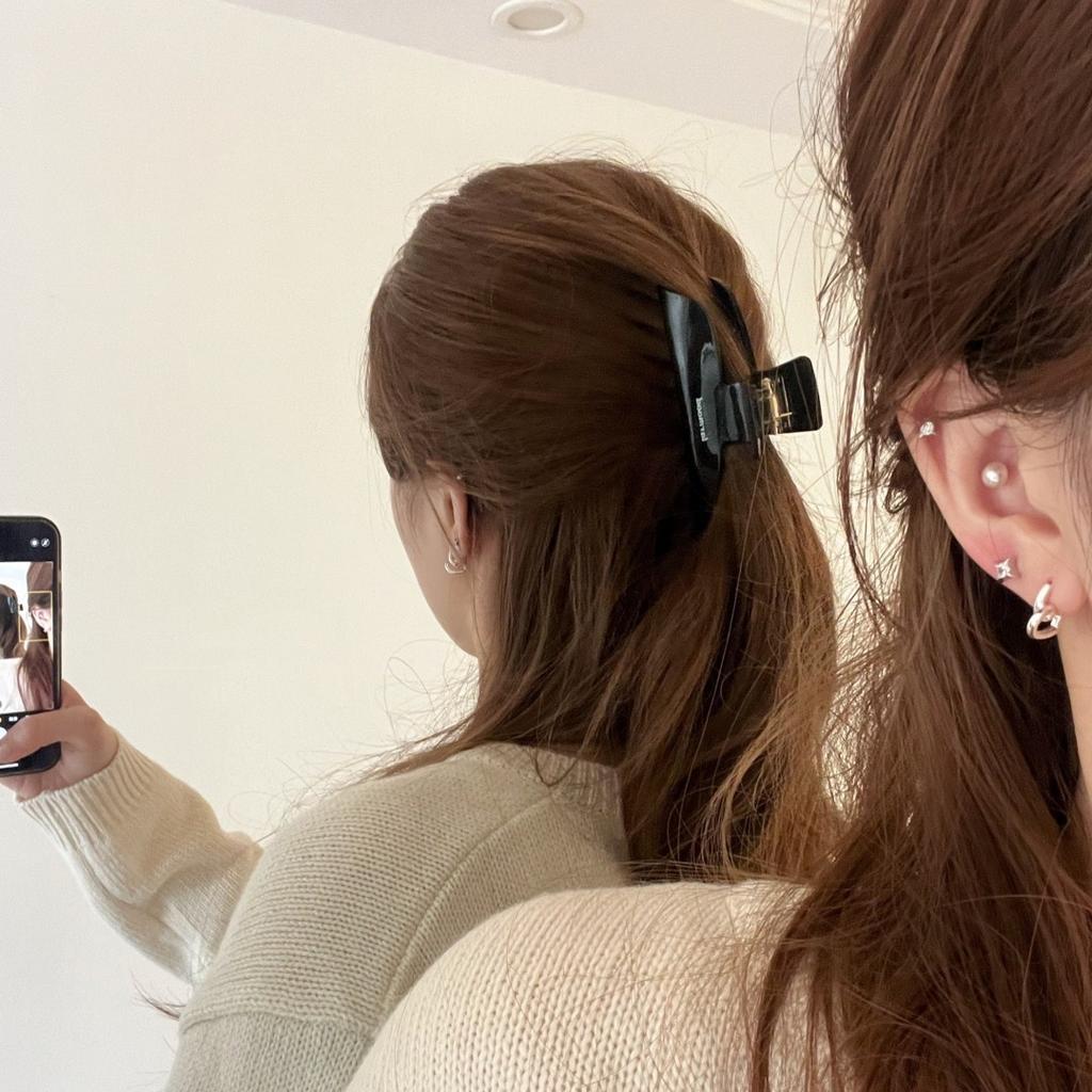 y2k sweet and cool style texture black series less Japanese and Korean temperament versatile smudge disc hair grab clip