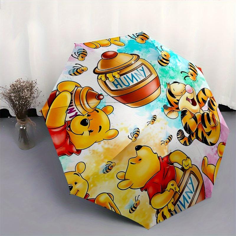 Winnie the Pooh and Friends Themed Automatic Opening and Closing Folding Umbrella, Reinforced 8 Ribs, Compact Travel Design, Fashionable Fol