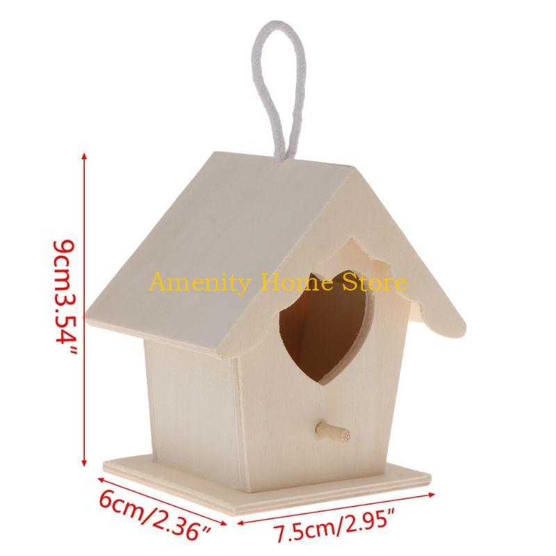 F26C Bird House To Paint for Adults Outside Hanging Natural Small Bird Nest Garden Patio Decoration No Assembly