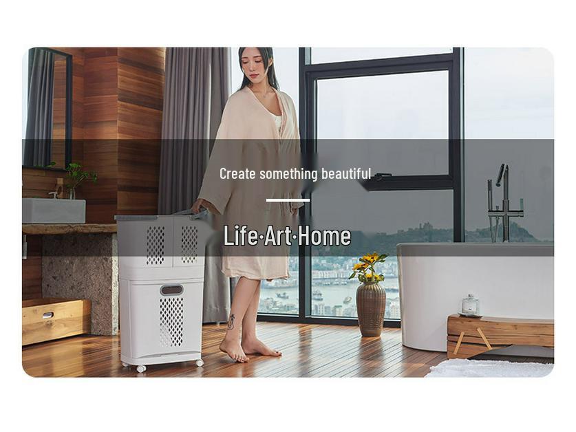 Plastový koš na prádlo v japonském stylu: Velkokapacitní, bezvrtací, vícevrstvý stojací koš na prádlo