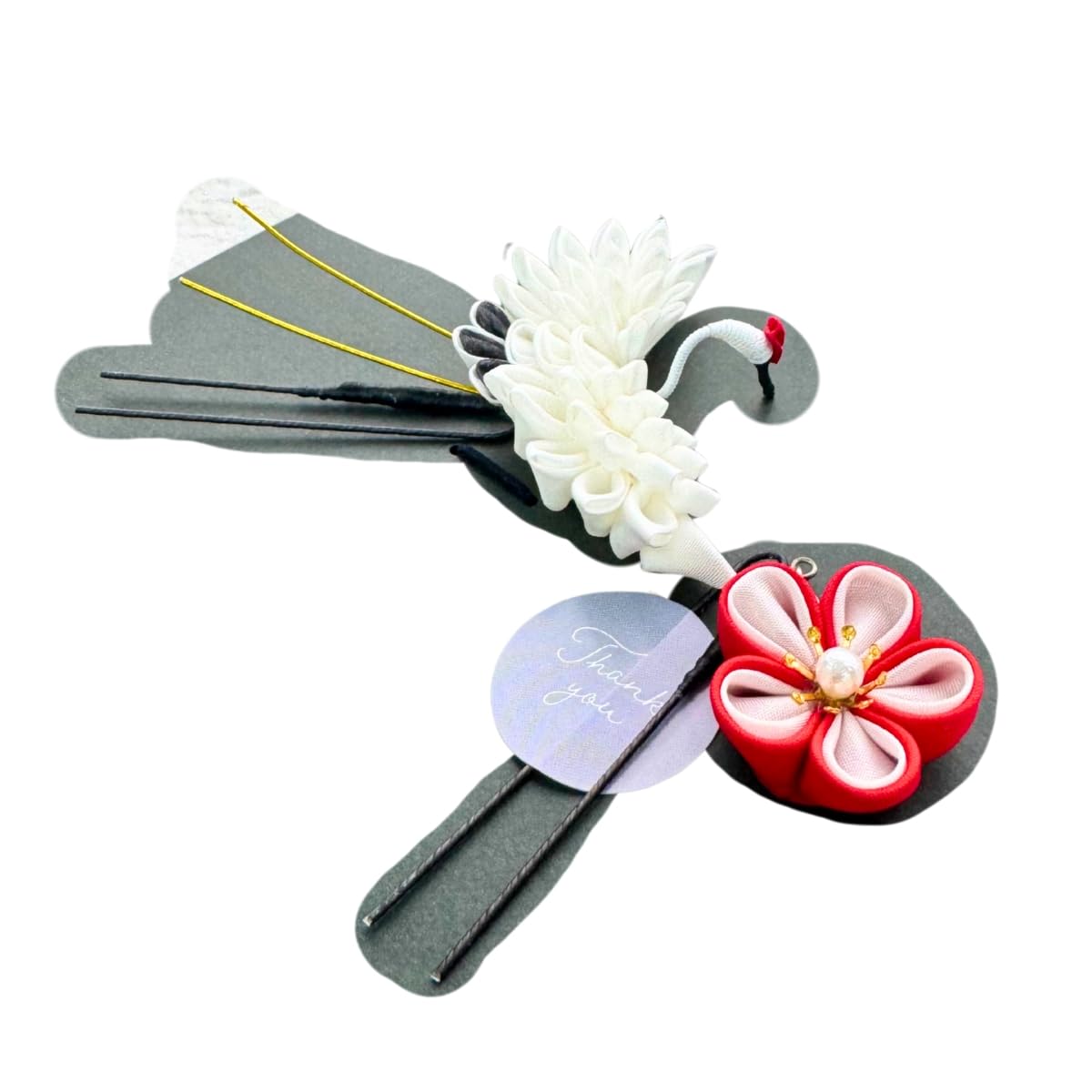 

Crane Kanzashi White Small Hair Perfect for and Wide x 3cm Long x 7cm Lulu s Tsumami-Zaiku (Handkerchief) - - - Headpiece, Accessory, Weddings, білий