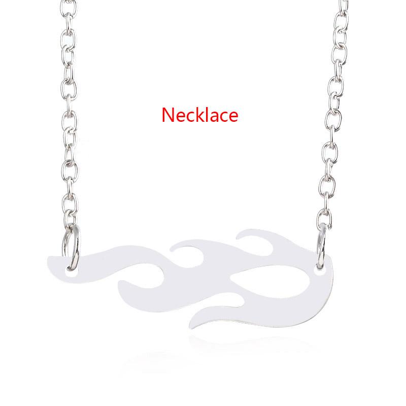 New Hip Hop Flame Shape Necklaces Punk Rock Cool Irregular Necklace Earings for Women Unisex Fashion 2026 Party Dancing Jewelry