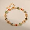 Summer New Copper Plated Colored Glass Diamond Butterfly Design Bracelet Single Layer Sweet Bracelet Bracelet