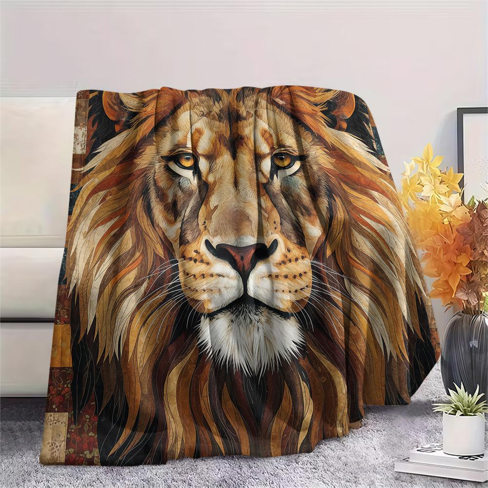 1PC Animals Print Flannel Blanket, High Quality Comfortable for All Seasons, Home Decor, Warmth and Comfort, Perfect for Christmas Gifts