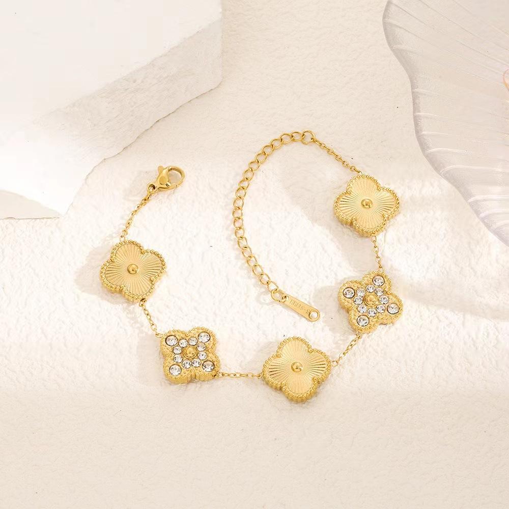 

13 мм титановая сталь не теряет цвет браслет с четырьмя листами клевера женский 18-каратный высококлассный браслет с чувством моды