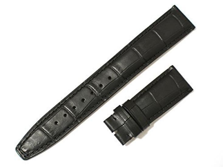 

[Import King Original] Watch Parts Compatible with IWC Portugieser D-Buckle Strap, Embossed Crocodile Leather, Black, 2018 mm