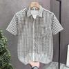 Heren Ruitjes Korte Mouw Nep Twee Delig Shirt Retro Casual Dagelijks Topje