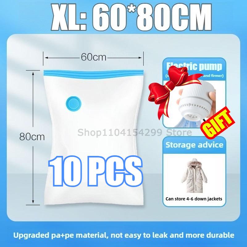 1-10PCS Vacuum Storage Bag Travel Organizer with Pump Leakproof & Scratch-Resistant for Clothes Blankets Bedding Space-Saving